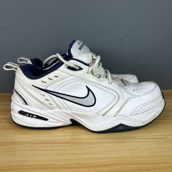 Nike Air Monarch IV Men's Size 11 4E Wide White Blue Walking Shoes 416355-102 - Picture 1 of 10
